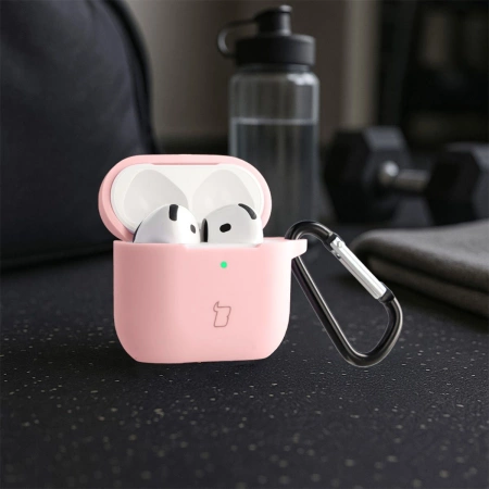 Silikonowe etui z karabińczykiem Bizon Case Headphone Silicone do AirPods 4, jasnozielone