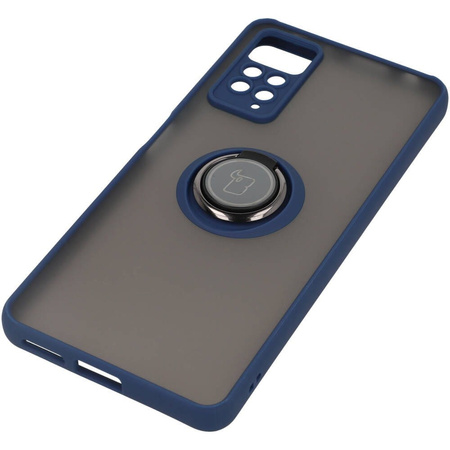 Etui z uchwytem na palec Bizon Case Hybrid Ring do Xiaomi Redmi Note 11 Pro / Pro 5G, przydymione z granatową ramką