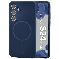 Silikonowe etui z pierścieniem magnetycznym Bizon Soft Case Magnetic do Galaxy S24 Plus, granatowe