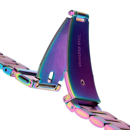 Pasek ze stali nierdzewnej Bizon Strap Watch Aura do Galaxy Watch FE/7/6/6 Classic/5/5 Pro/4/4 Classic, tęczowy