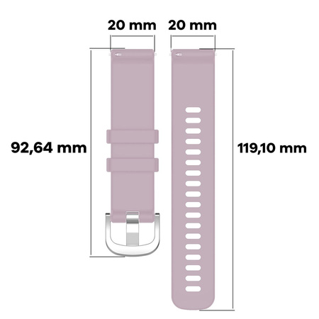 Pasek silikonowy do smartwatcha, Bizon Strap Watch Silicone Pro T, Quick Release 20 mm, jasnofioletowy