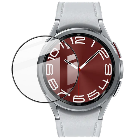 Szkło hybrydowe Bizon Glass Watch Edge Hybrid dla Galaxy Watch 6 Classic 43mm, czarne