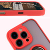 Etui z uchwytem na palec Bizon Case Hybrid Ring do iPhone 16 Pro Max, przydymione z czerwoną ramką