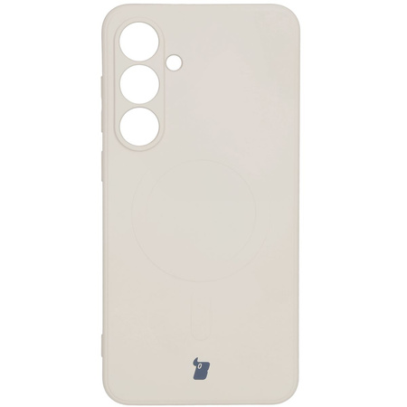Silikonowe etui z pierścieniem magnetycznym Bizon Case Silicone Magnetic Sq do Galaxy S24 FE, beżowe