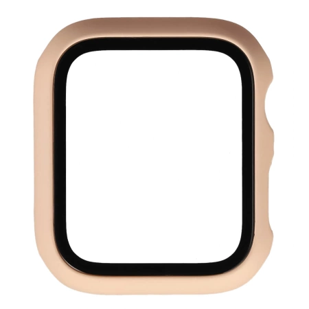 Etui ze szkłem do zegarka Bizon Case Watch Adamo do Apple Watch SE 3 / SE 2 / SE / 6 / 5 / 4 (44 mm), matowe różowe