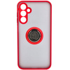 Etui z uchwytem na palec Bizon Case Hybrid Ring do Galaxy A15 5G/4G, przydymione z czerwoną ramką