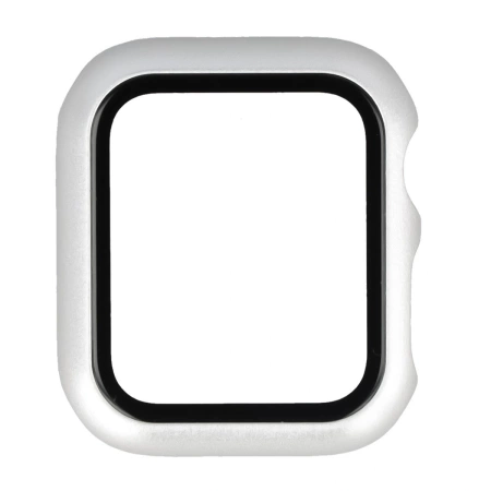 Etui ze szkłem do zegarka Bizon Case Watch Adamo do Apple Watch SE 3 / SE 2 / SE / 6 / 5 / 4 (40 mm), matowe srebrne
