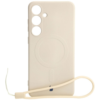 Etui Bizon Case Silicone Magnetic Sq do Galaxy S24 Plus, beżowe