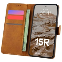 Etui z klapką Bizon Case Pocket do OnePlus 15R, brązowe