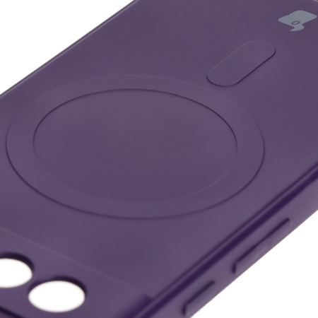 Silikonowe etui z pierścieniem magnetycznym Bizon Case Silicone Magnetic Sq do Google Pixel 8a, śliwkowe