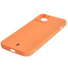 Etui silikonowe z pierścieniem magnetycznym Bizon Case Silicone Magnetic do iPhone 15 Plus, marchewkowe