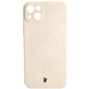 Etui silikonowe z pierścieniem magnetycznym Bizon Case Silicone Magnetic do iPhone 14 Plus, beżowe
