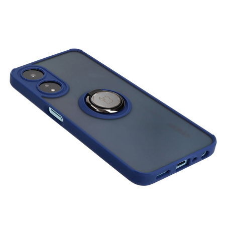 Etui z uchwytem na palec Bizon Case Hybrid Ring do Oppo A78 5G, przydymione z granatową ramką