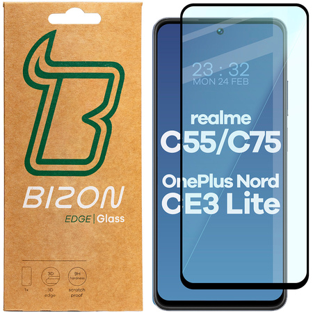 Szkło hartowane Bizon Glass Edge 2 do Realme C55 / C75 / OnePlus Nord CE 3 Lite, czarne