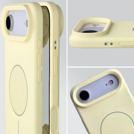 Silikonowe etui z pierścieniem magnetycznym Bizon Soft Case Magnetic do iPhone Air, jasnożółte