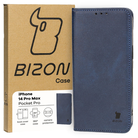 Etui z klapką Bizon Case Pocket Pro do iPhone 14 Pro Max, granatowe