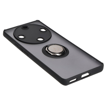 Etui z uchwytem na palec Bizon Case Hybrid Ring do Honor Magic5 Lite, przydymione z czarną ramką