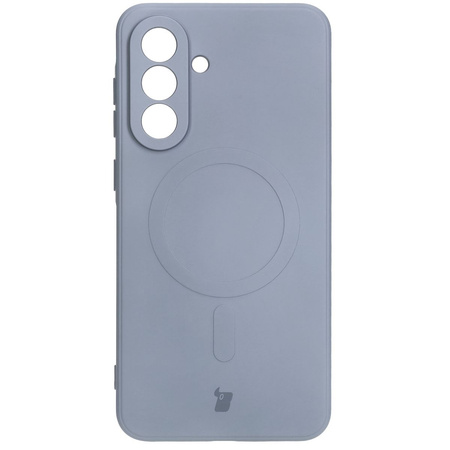Silikonowe etui z pierścieniem magnetycznym Bizon Case Silicone Magnetic Sq do Galaxy A36 5G, szare