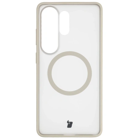Etui z pierścieniem magnetycznym Bizon Case MatteO do Galaxy S26 Ultra, przydymione-beżowe