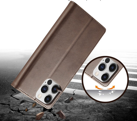 Etui Bizon Case Wallet do iPhone 14 Pro, ciemnobrązowe