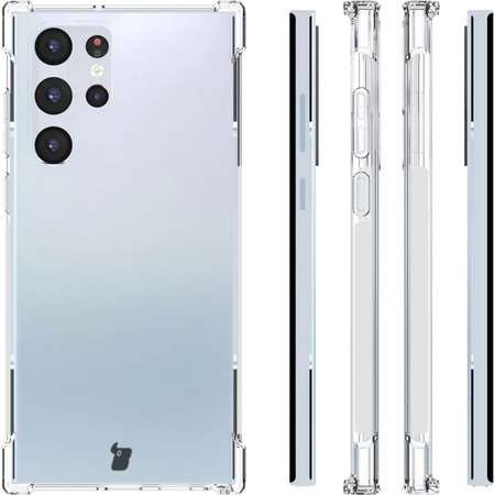 Etui + 2x folia + obiektyw Bizon Case Clear Pack do Galaxy S22 Ultra, przezroczyste