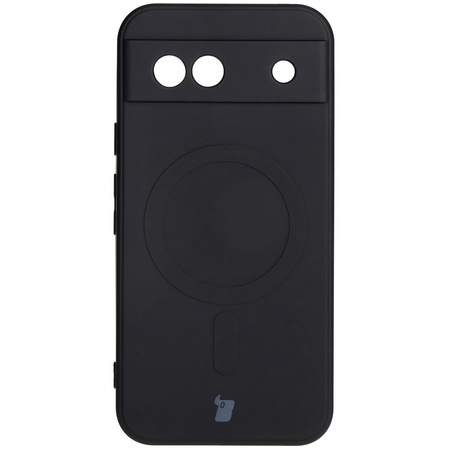 Silikonowe etui z pierścieniem magnetycznym Bizon Case Silicone Magnetic Sq do Google Pixel 8a, czarne