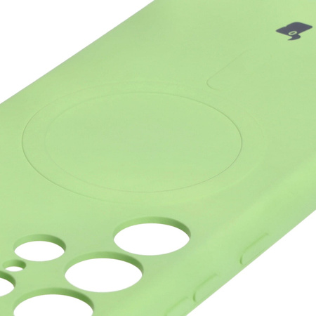 Etui silikonowe z pierścieniem magnetycznym Bizon Case Silicone Magnetic do Galaxy S23 Ultra, jasnozielone