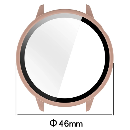 Etui ze szkłem do zegarka Bizon Case Watch Adamo do OnePlus Watch 3 43 mm, różowe