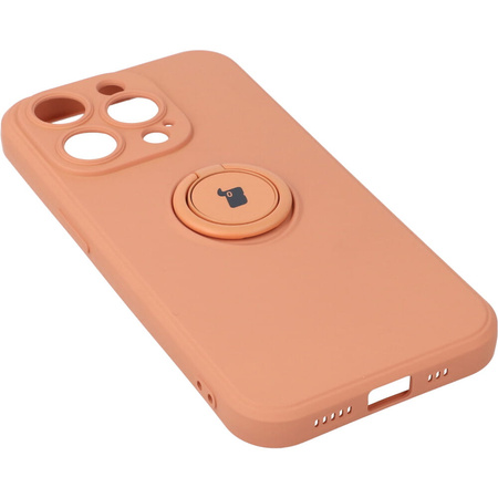 Etui Bizon Case Silicone Ring Sq do iPhone 14 Pro, pomarańczowe