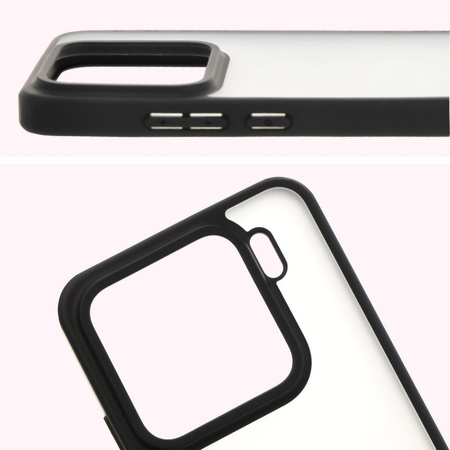 Etui Bizon Case Angelo do Xiaomi 15, półprzezroczyste z czarną ramką