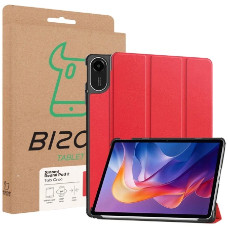 Etui z klapką Bizon Case Tab Croc do Xiaomi Redmi Pad 2, czerwone