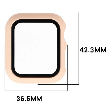 Etui ze szkłem do zegarka Bizon Case Watch Adamo do Apple Watch SE 3 / SE 2 / SE / 6 / 5 / 4 (40 mm), matowe różowe