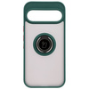 Etui z uchwytem na palec Bizon Case Hybrid Ring do Google Pixel 9 / 9 Pro, przydymione z ciemnozieloną ramką