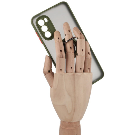 Etui z uchwytem na palec Bizon Case Hybrid Ring do Motorola Moto G52 / G82, przydymione z zieloną ramką