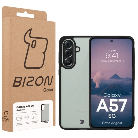 Etui Bizon Case Angelo do Galaxy A57 5G, przydymione z czarną ramką
