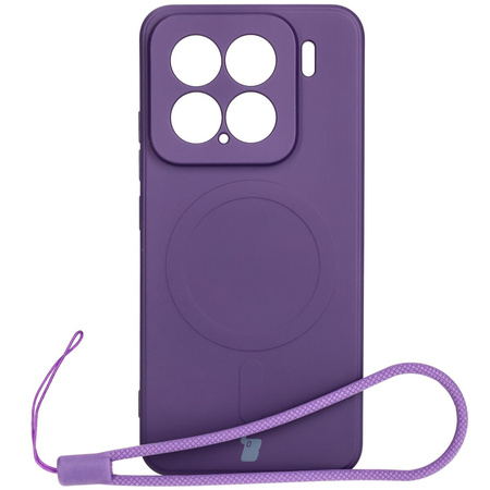 Silikonowe etui z pierścieniem magnetycznym Bizon Case Silicone Magnetic Sq do Xiaomi 15, śliwkowe