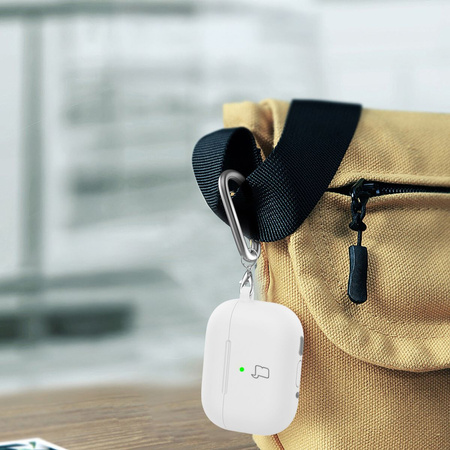 Silikonowe etui z karabińczykiem Bizon Case Headphone Silicone do AirPods 4, białe