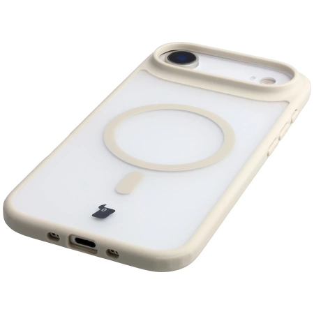 Etui z pierścieniem magnetycznym Bizon Case MatteO do iPhone Air, przydymione-beżowe