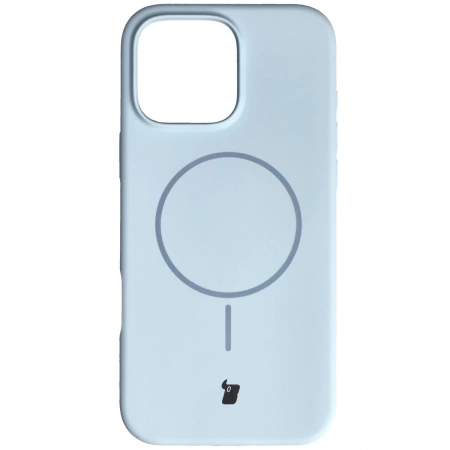 Silikonowe etui z pierścieniem magnetycznym Bizon Soft Case Magnetic do iPhone 16 Pro Max, błękitne