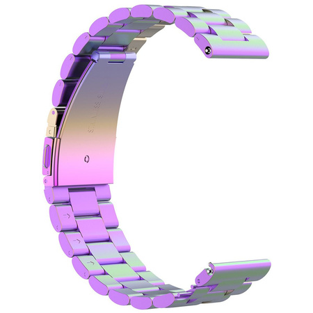 Pasek ze stali nierdzewnej do smartwatcha, Bizon Strap Watch Aura, Quick Release 18 mm, tęczowy