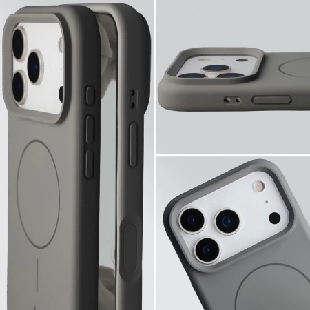 Silikonowe etui z pierścieniem magnetycznym Bizon Soft Case Magnetic do iPhone 17 Pro, grafitowe