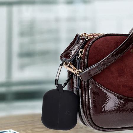 Silikonowe etui z karabińczykiem Bizon Case Headphone Silicone do Galaxy Buds 3/3 Pro, czarne