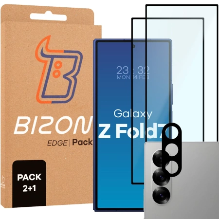 2x Szkło + szybka na aparat Bizon Edge Pack do Galaxy Z Fold7