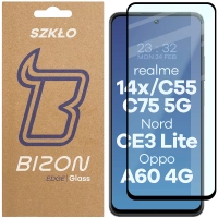 Szkło hartowane Bizon Glass Edge 2 do Realme 14x 5G / Realme C55 / C75 / OnePlus Nord CE 3 Lite / Oppo A60 4G, czarne