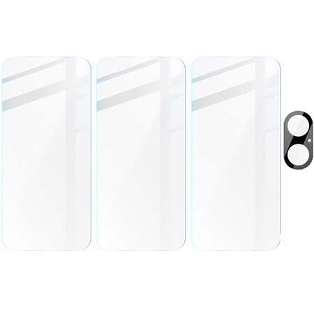 3x Szkło + szybka na aparat BIZON Clear 2 Pack do iPhone 16