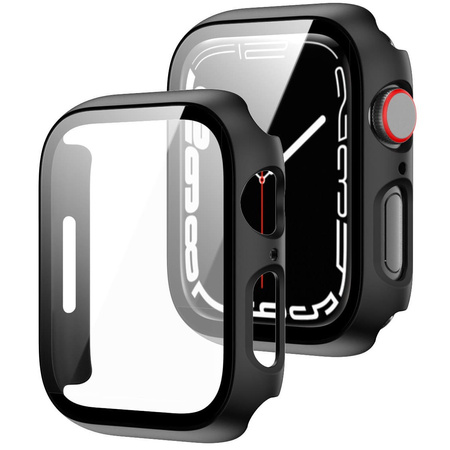 Etui ze szkłem Bizon Case, Case + Glass Set Apple Watch 8/7 41mm, czarne