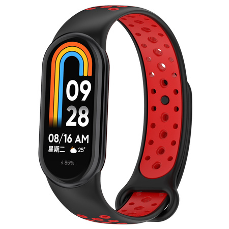 Pasek Bizon Strap Watch Octo do Xiaomi Mi Smart Band 8, czarno-czerwony