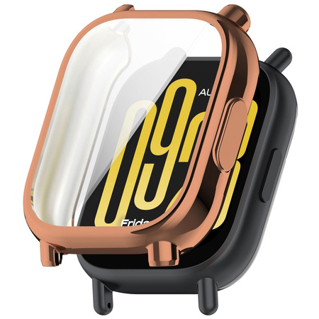 Etui z osłoną ekranu Bizon Case Watch Felipe do Xiaomi Redmi Watch 5 Active, różowozłote