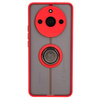Etui z uchwytem na palec Bizon Case Hybrid Ring do Realme 11 Pro / 11 Pro+, przydymione z czerwoną ramką