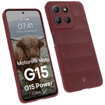 Pancerne etui Bizon Case Tur do Motorola Moto G15 / G15 Power, burgundowe